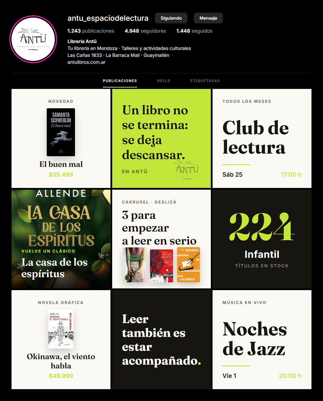 Feed de Instagram en el estilo Editorial Claro