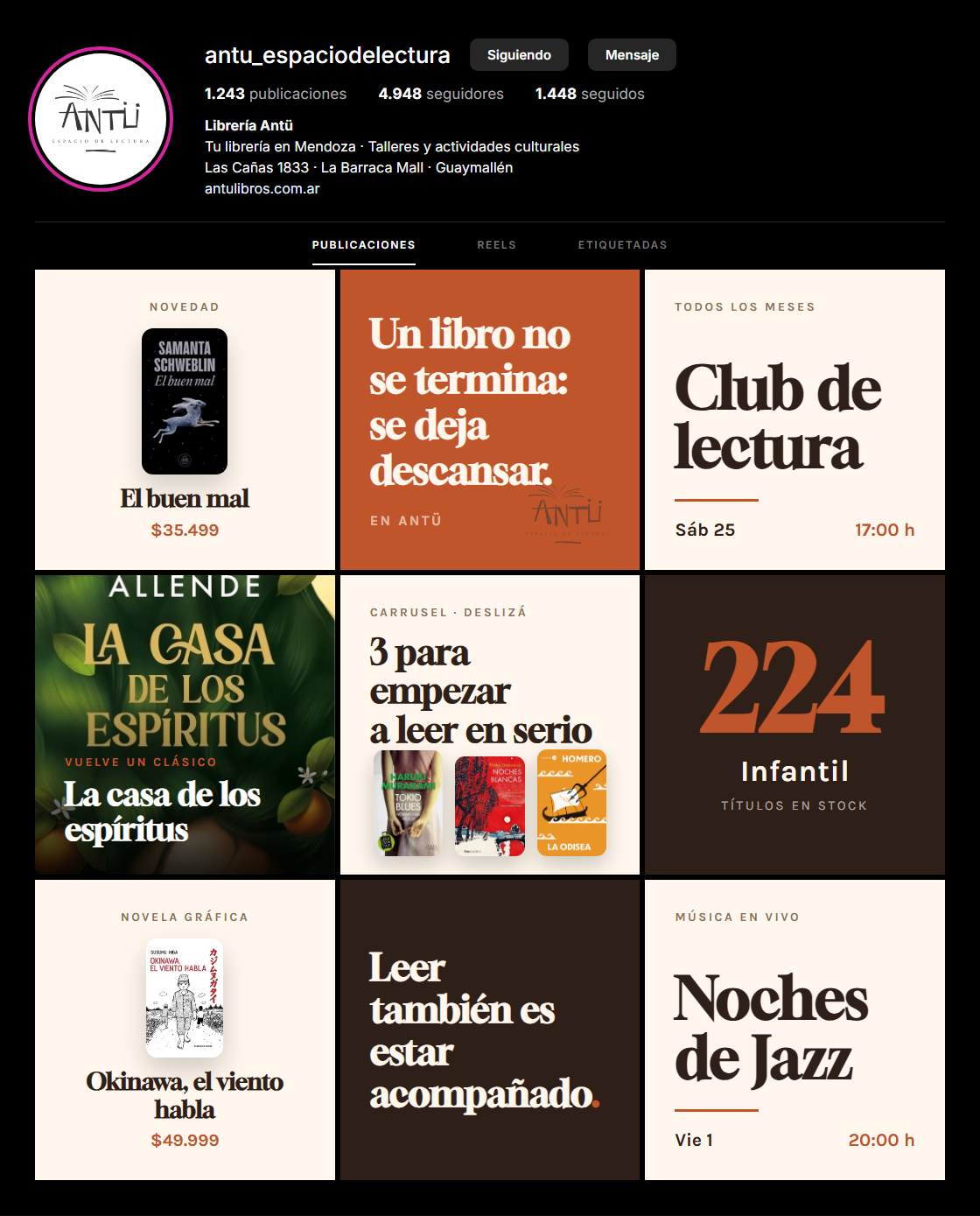 Feed de Instagram en el estilo Artesanal Cálido